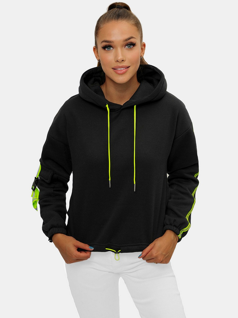 Bluza z kapturem damska czarna OZONEE JS/B26031Z