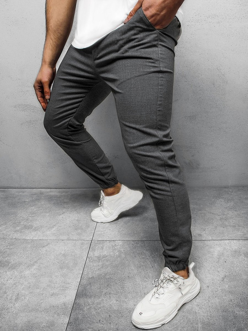 Spodnie męskie chino jogger materiałowe ciemno-szare OZONEE DJ/5539
