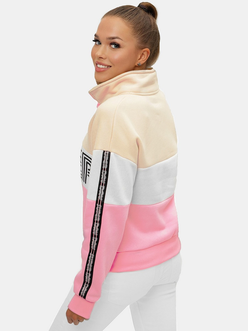 Bluza damska beżowo-jasnoróżowa OZONEE JS/B26019Z