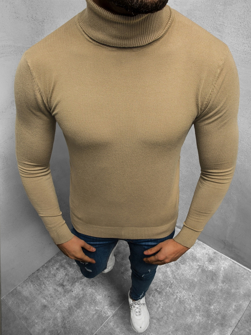 Sweter męski golf beżowy OZONEE TMK/YY02/11Z