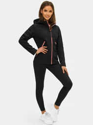Kurtka softshell damska z kapturem czarna OZONEE JS/HD183/1