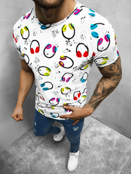 T-Shirt męski z nadrukiem biały OZONEE O/BL55