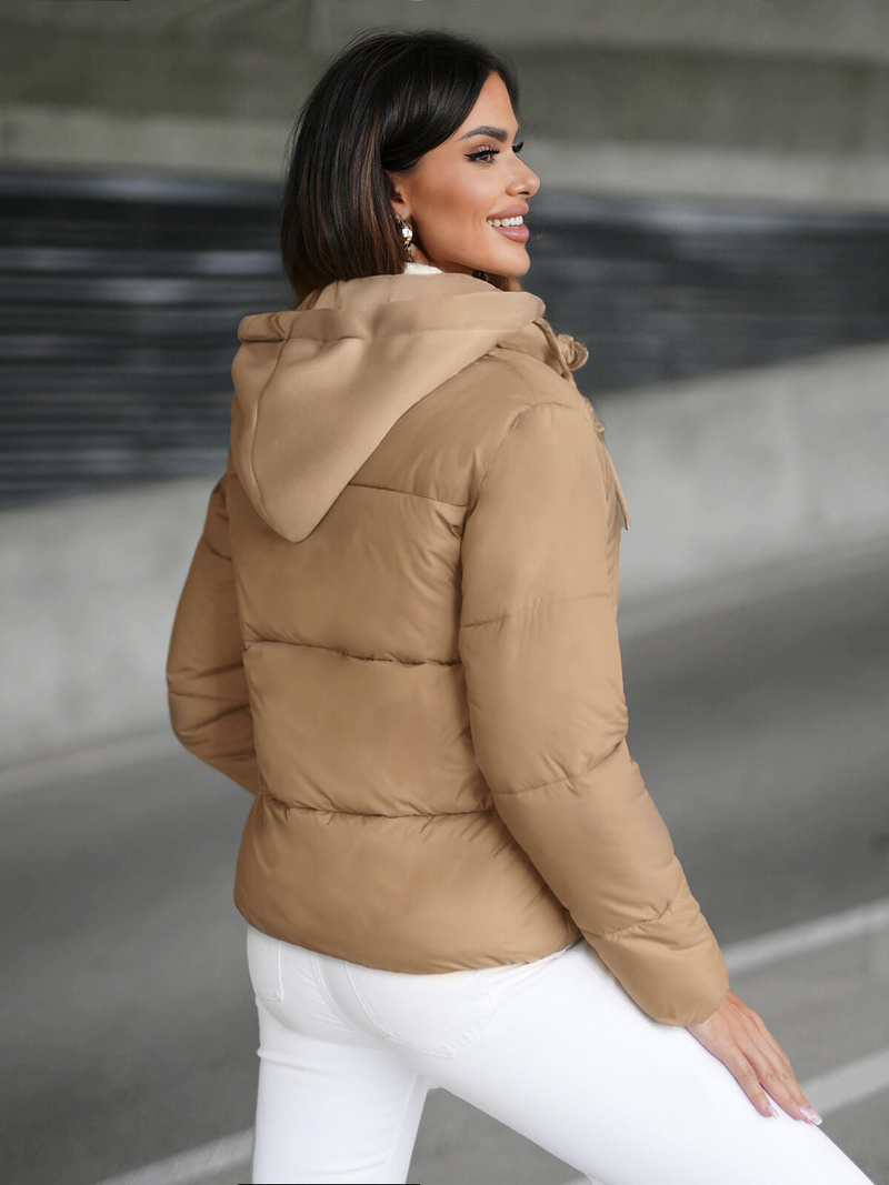 Kurtka zimowa damska pikowana jasno-beżowa OZONEE JS/16M9187/158Z