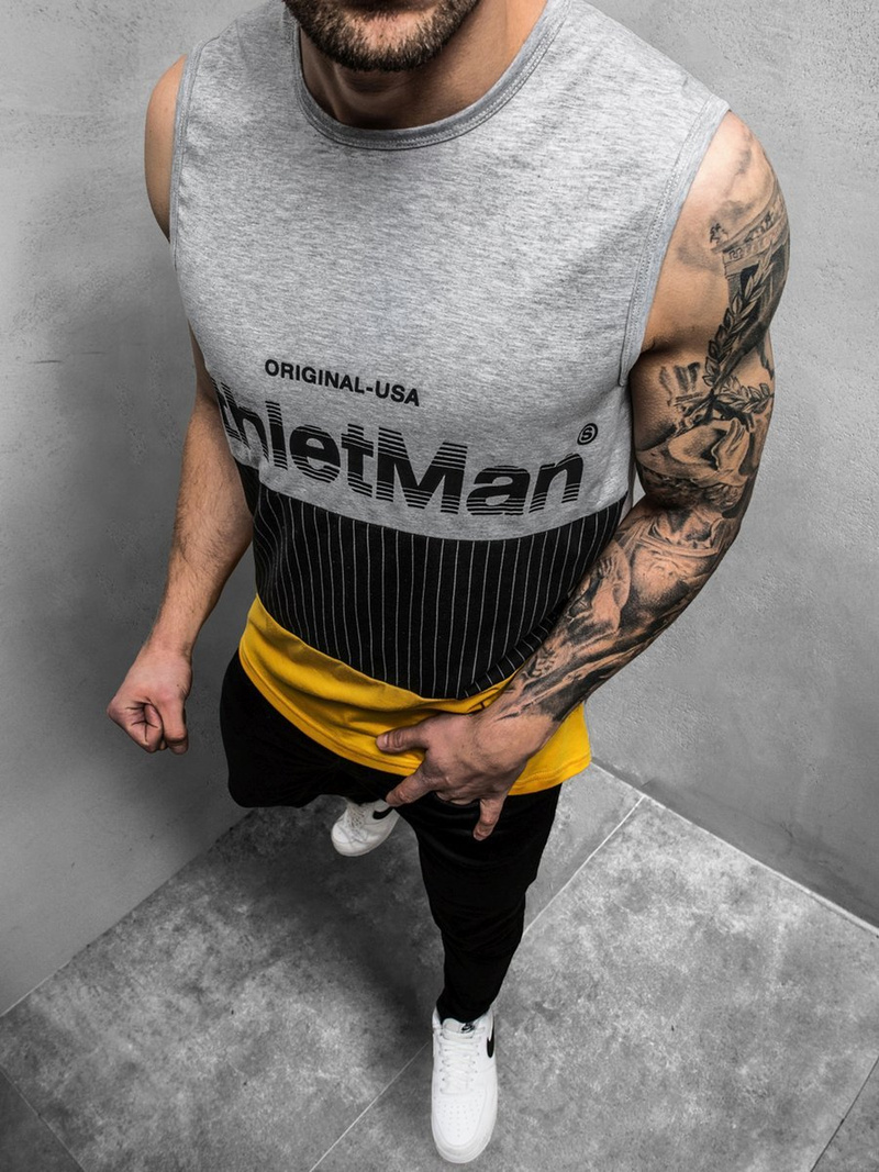 T-Shirt męski bez rękawów szary OZONEE JS/SS11065Z