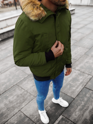 Kurtka zimowa męska z futerkiem khaki OZONEE JS/M2019/136