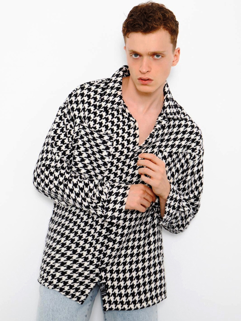 Сорочка чоловіча Чорно-Бiла OZONEE MACH/G809