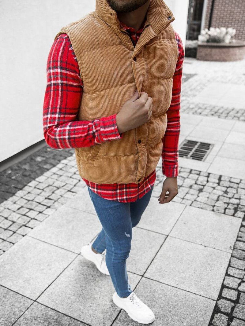 Kamizelka męska pikowana camelowa OZONEE E/3950