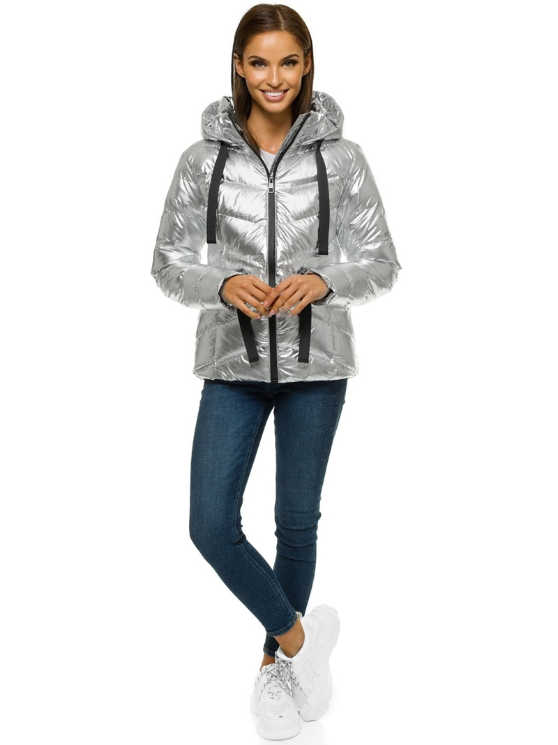 Kurtka zimowa damska srebrna OZONEE JS/M23066/3