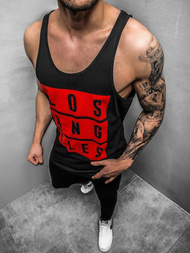 Koszulka bez rękawów męska z nadrukiem czarna OZONEE 724TZ