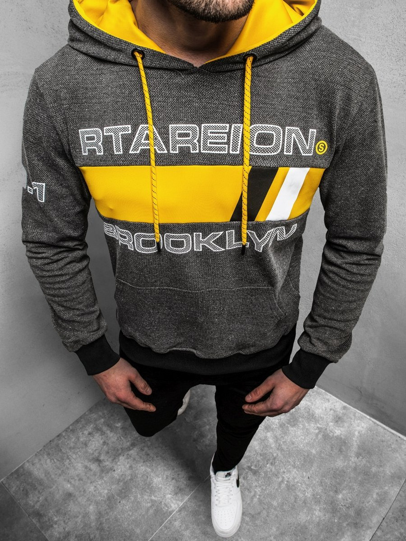 Bluza z kapturem męska grafitowa OZONEE JS/DD20131Z