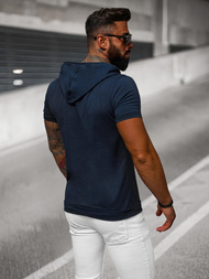 T-shirt męski z kapturem granatowy OZONEE JS/8T955/25