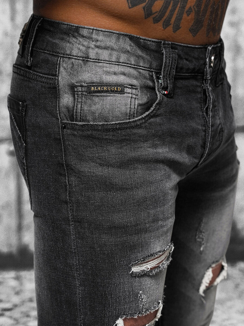 Spodnie jeansowe męskie czarne OZONEE NB/MP0086N