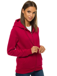 Bluza damska rozpinana z kapturem bordowa OZONEE JS/W03Z