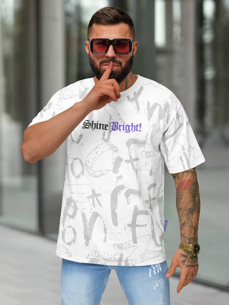 T-shirt męski loose fit biały OZONEE O/YN2/621