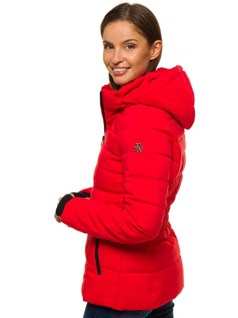Kurtka zimowa z kapturem damska czerwona OZONEE O/M201/4