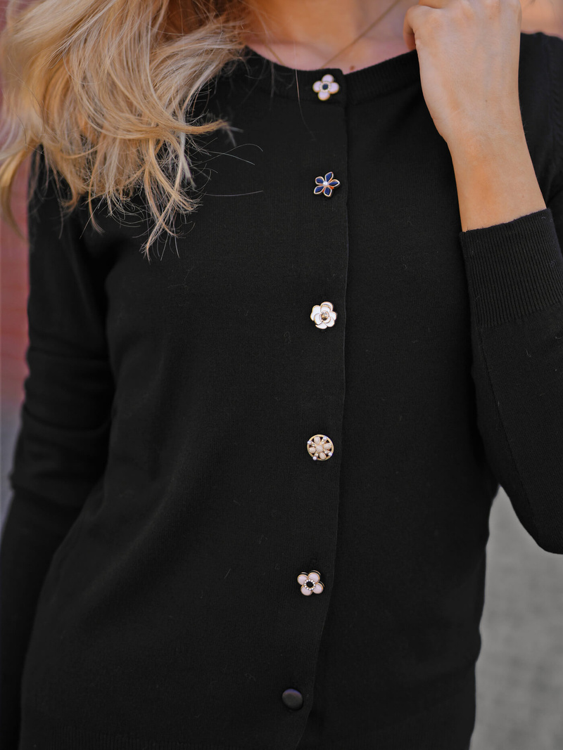 Sweter rozpinany damski czarny OZONEE JS/53B5210/3