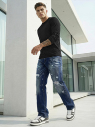 Spodnie jeansowe męskie wide leg niebieskie OZONEE O/KK2885Z