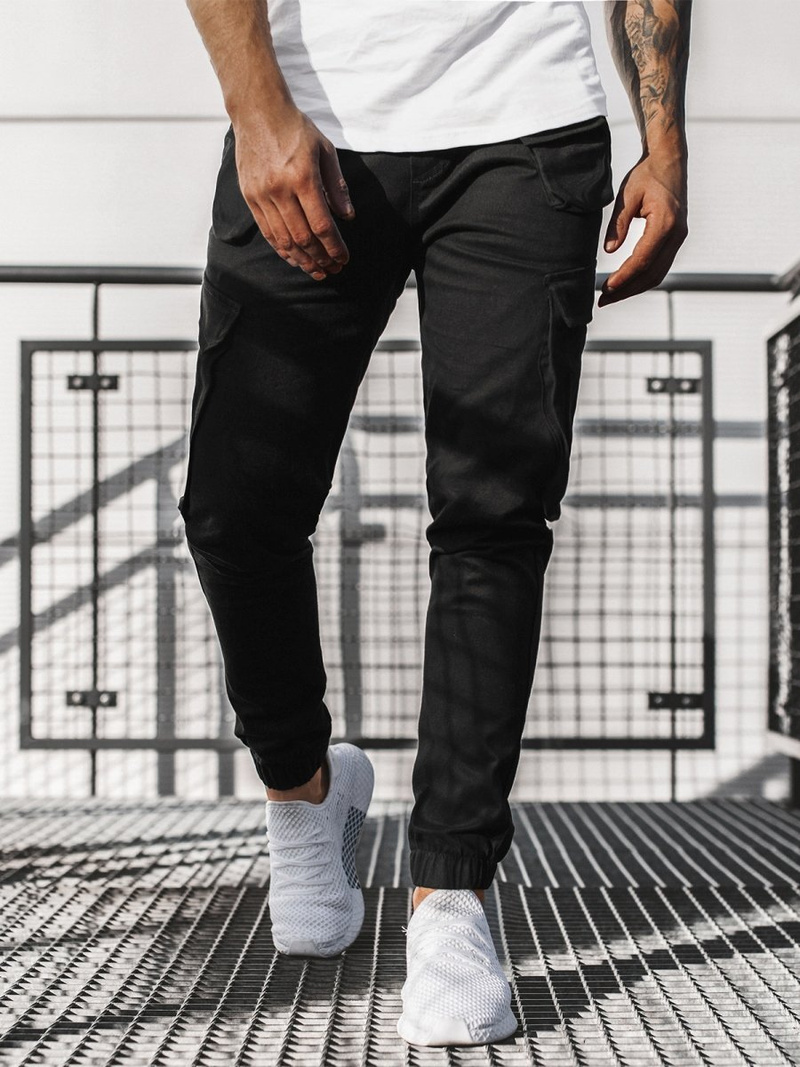 Spodnie męskie chino joggery czarne OZONEE G/2788