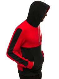 Bluza z kapturem męska czerwono-czarna OZONEE JS/KS2165