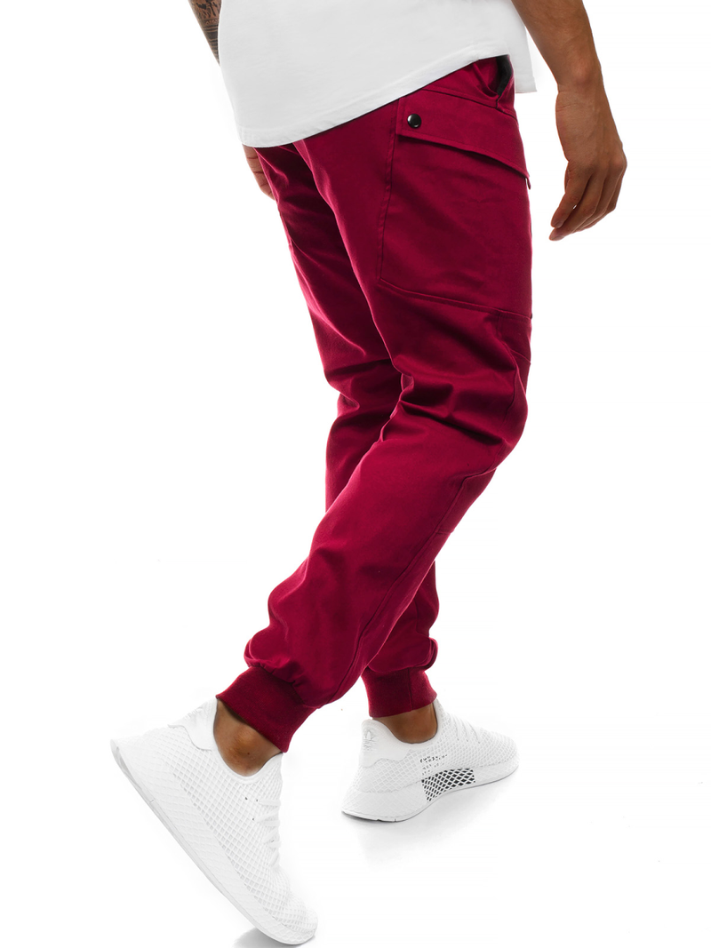 Spodnie męskie chino joggery bordowe OZONEE O/11103