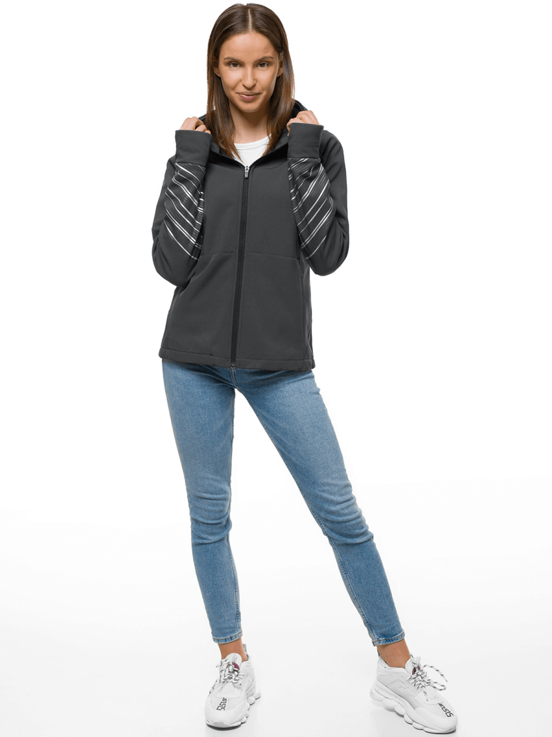 Kurtka softshell damska z kapturem grafitowa OZONEE JS/KSW6002
