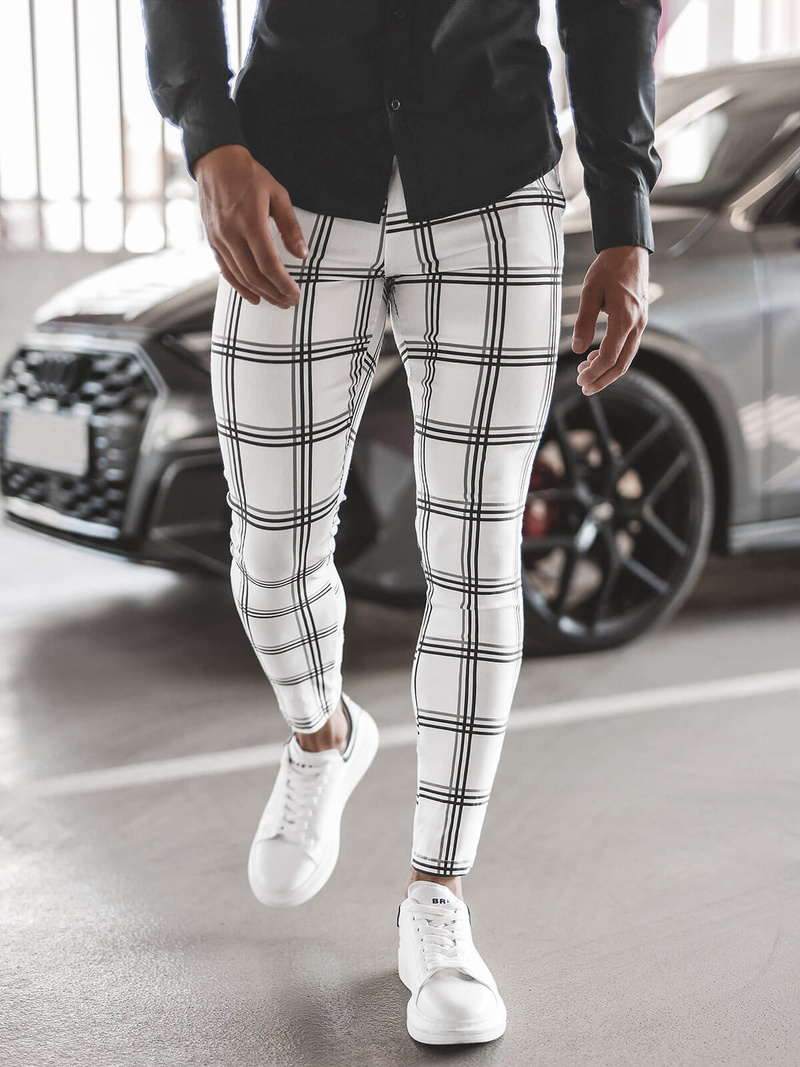 Spodnie męskie chino materiałowe białe OZONEE O/P4028Z