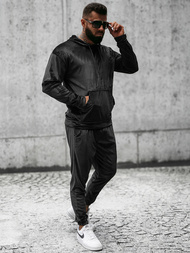 Komplet dresowy męski welurowy czarny OZONEE O/D7517