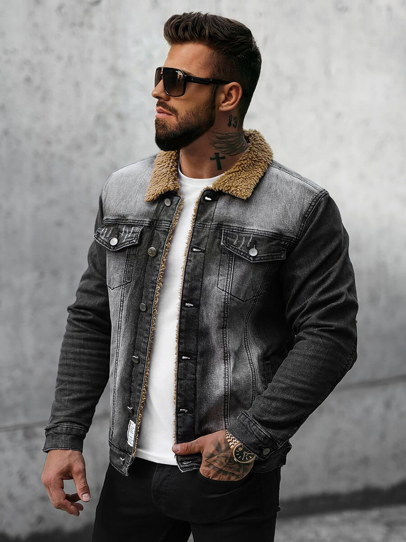 Чоловіча джинсова куртка Чорна OZONEE NB/MJ520NZ