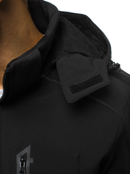 Kurtka softshell męska z kapturem czarna OZONEE GE/12259Z
