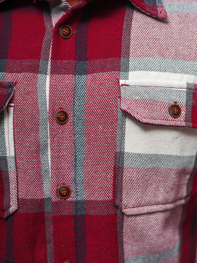 Koszula flanelowa męska bordowa OZONEE NB/MC727R