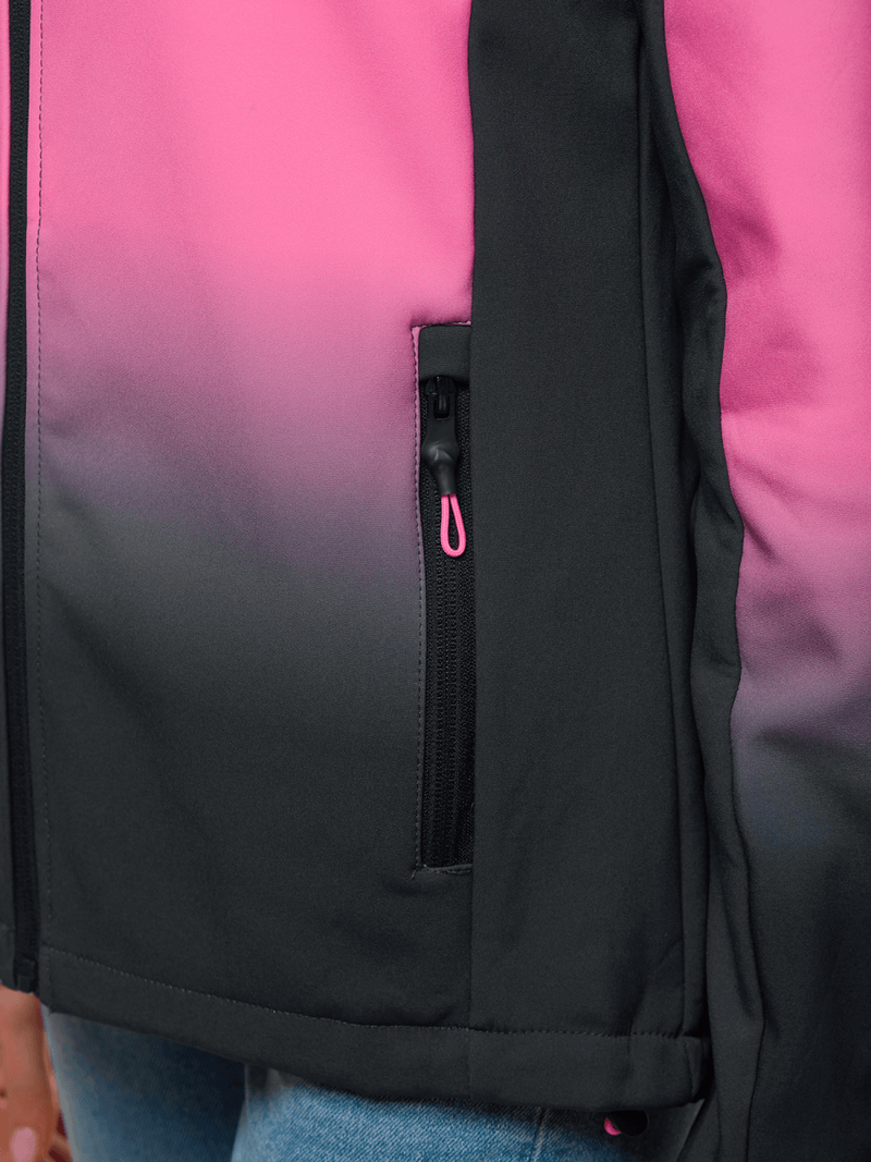 Kurtka softshell damska z kapturem grafitowo-różowa OZONEE JS/KSW6008