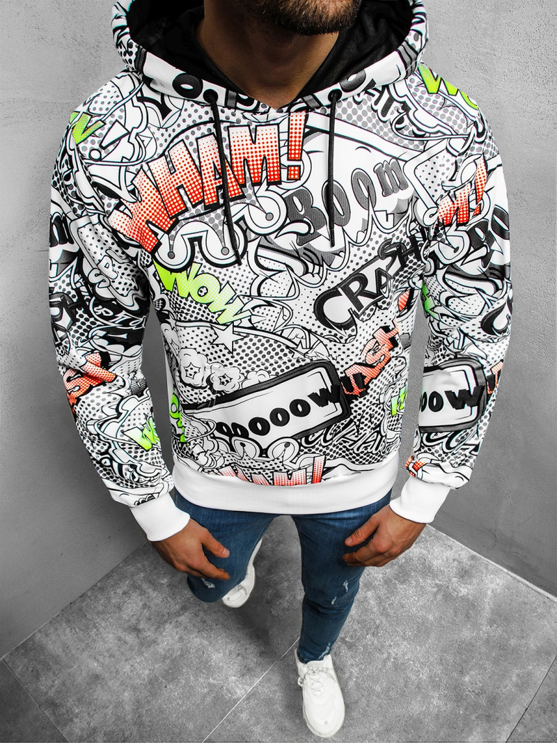 Bluza z kapturem męska biała OZONEE O/HM693