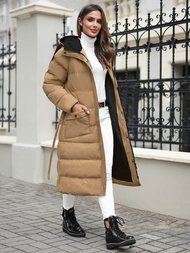 Płaszcz zimowy damski pikowany camelowy OZONEE JS/5M3178/84Z