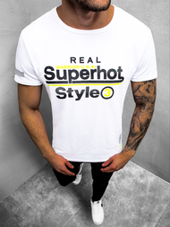 T-Shirt męski z nadrukiem biały OZONEE JS/SS10903Z