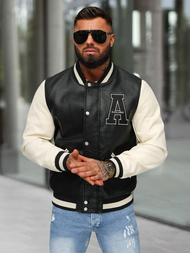 Чоловіча шкіряна куртка Чорно-Бiла OZONEE JS/11Z8112Z