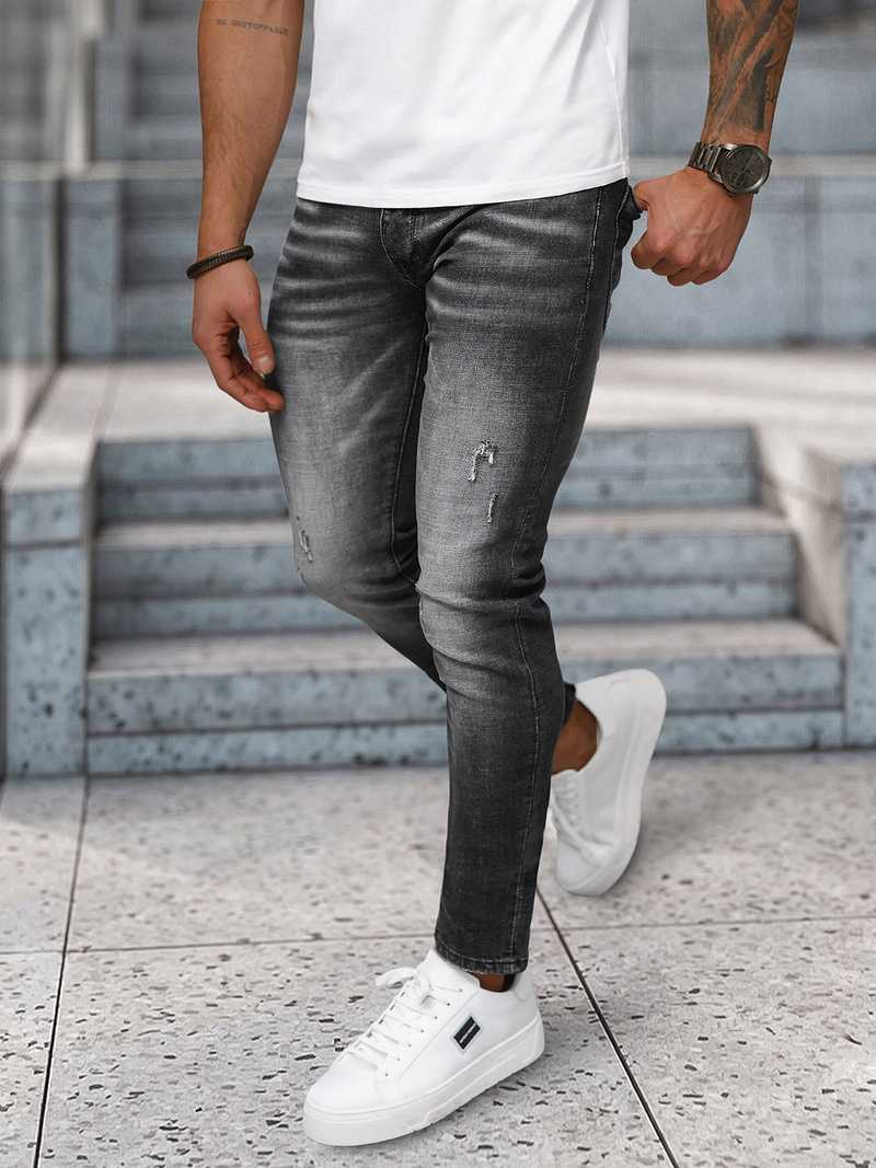 Spodnie jeansowe męskie slim fit czarne OZONEE NB/MP0070N