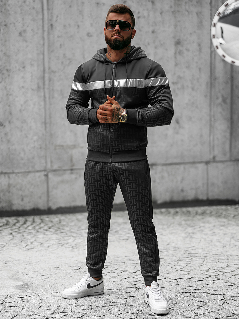 Komplet dresowy męski czarny OZONEE O/3A73