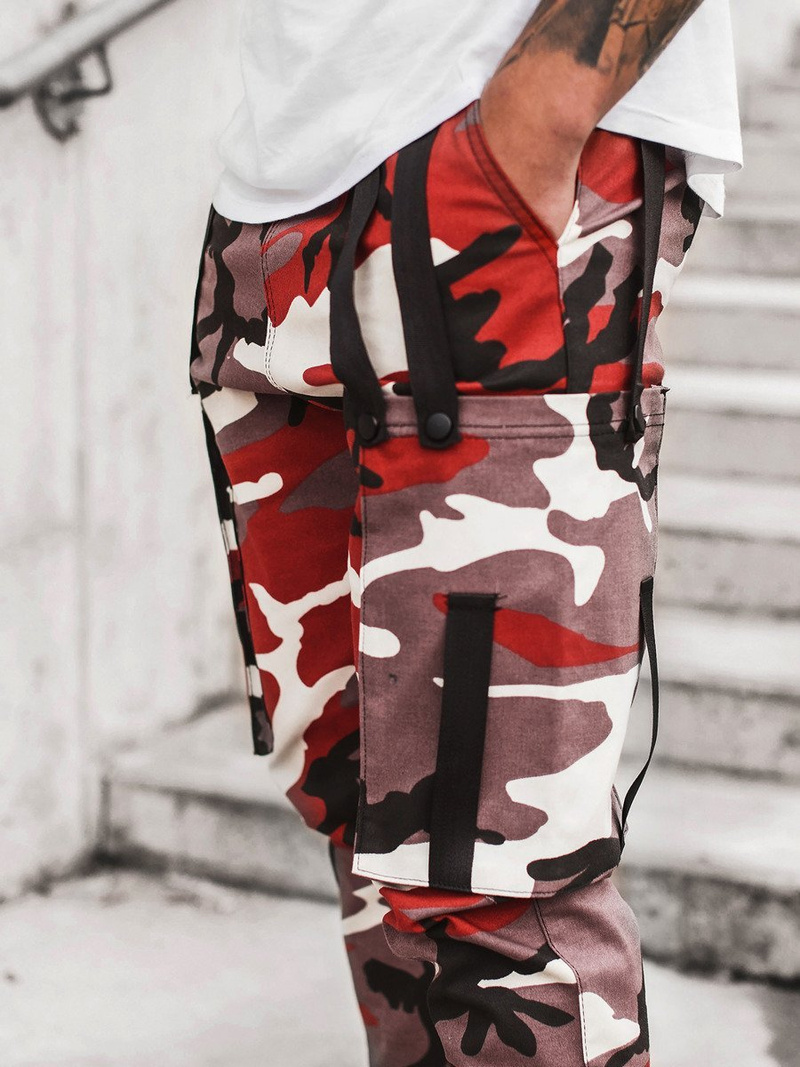 Штани чоловічі джоггери бордово-бежеві OZONEE O/11102