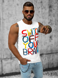 Koszulka bez rękawów męska biała OZONEE O/T102/1Z