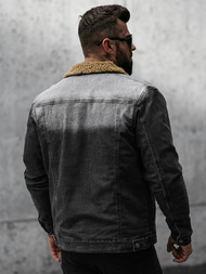 Kurtka męska jeansowa sherpa czarna OZONEE NB/MJ520NZ