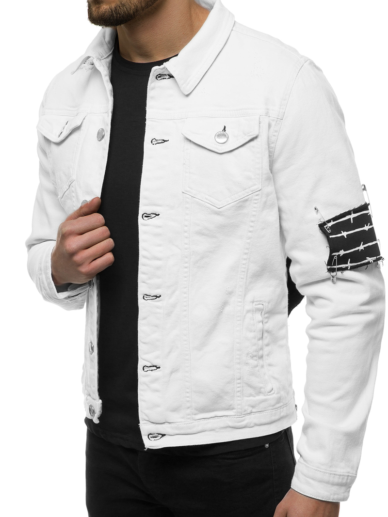 Kurtka jeans męska biała OZONEE G/602