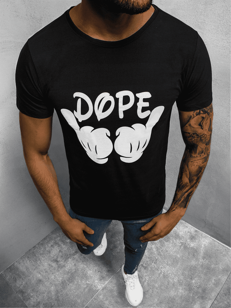 T-Shirt męski z nadrukiem czarny OZONEE O/BL74