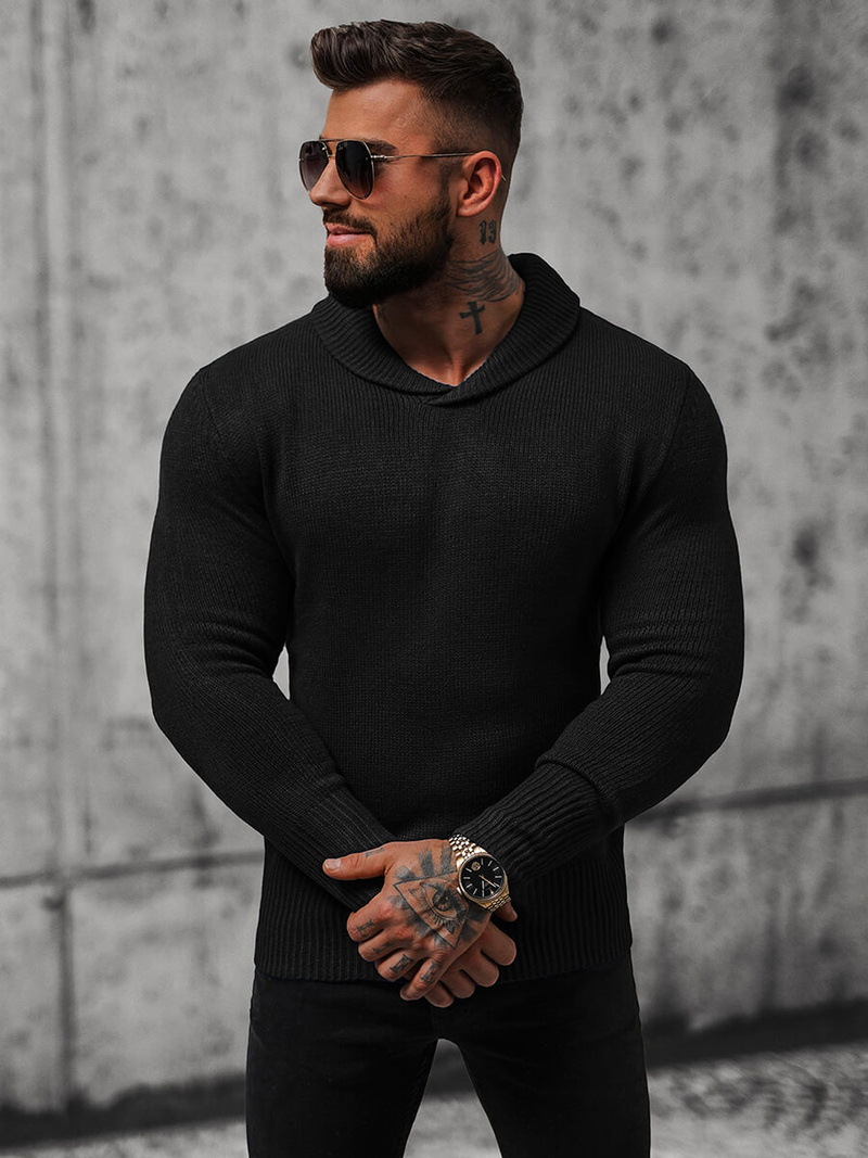 Sweter męski czarny OZONEE NB/MM6018/4Z