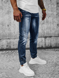 Spodnie jeansowe joggery męskie ciemno-niebieskie OZONEE NB/MP0115BS