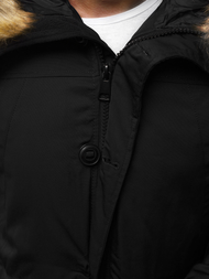 Kurtka zimowa męska parka z futerkiem czarna OZONEE JD/355Z