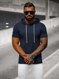 T-shirt męski z kapturem granatowy OZONEE JS/8T955/25