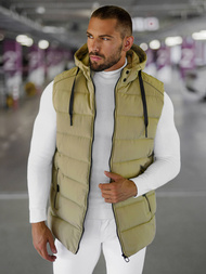 Kamizelka męska pikowana z kapturem beżowa OZONEE JS/57M7507/62Z