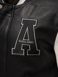 Kurtka skórzana męska bomberka czarno-biała OZONEE JS/11Z8112