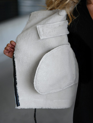 Жіноча шкіряна Kуртка Чорно-Бiла OZONEE JS/11Z8177Z