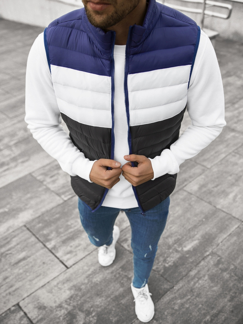 Kamizelka męska pikowana granatowo-czarna OZONEE JS/M13076/392BZ